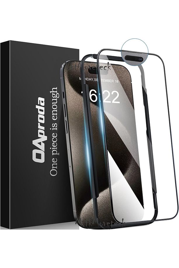 İphone 15 Pro Max Uyumlu Parlak Sert Seramik Ekran Koruyucu Cam Sensör Ahize Toz Korumalı Ekran Camı - 1