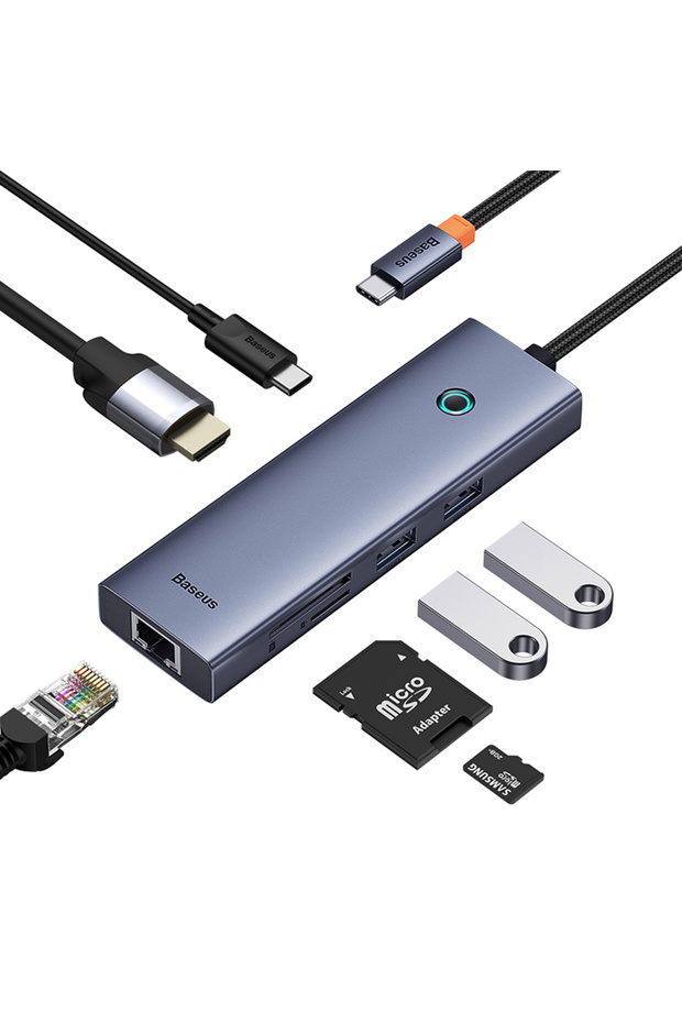UltraJoy 7-Port ( USB-C to 1xHDMI4K@30Hz + 2xUSB 3.0 + 1xPD +RJ45 + SD/TF3.0) - 4
