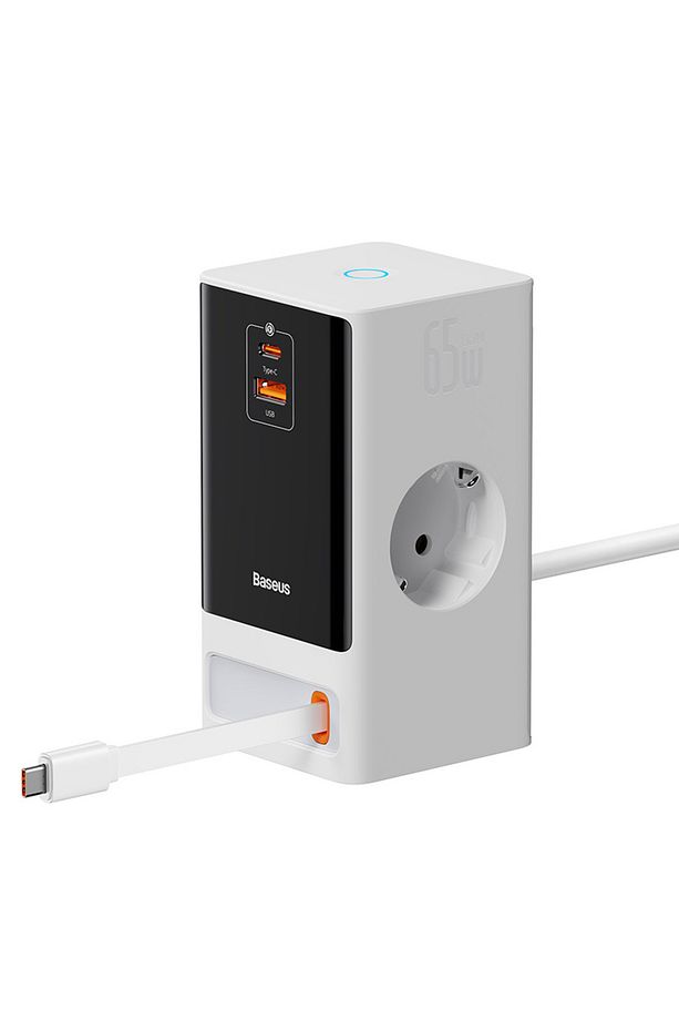 Power Combo Dijital PowerStrip 2AC+1U+1C+Retractable-C 65W Smart Versiyon Şarj Cihazı - 1