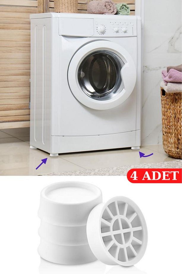 4 Adet Vantuzlu Titreşim Önleyici, Çamaşır Bulaşık Makinesi Buzdolabı Eşya Yükseltici Ayak 4’lü Set - 1