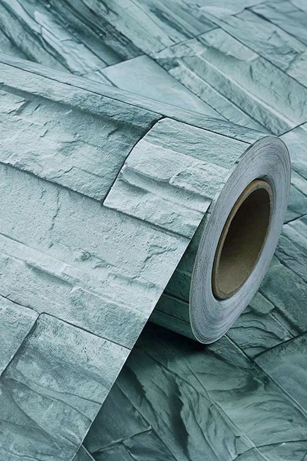 Mavi Tuğla Taş Desenli Kendinden Yapışkanlı 3d Duvar Raf Kapı Kaplama Kağıdı - 1