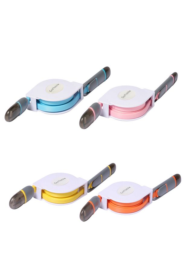 Kablo Dağınıklığına Son Çift Uçlu Makaralı Kendinden Toplamalı Android Ios Usb Başlık Şarj Kablosu - 3