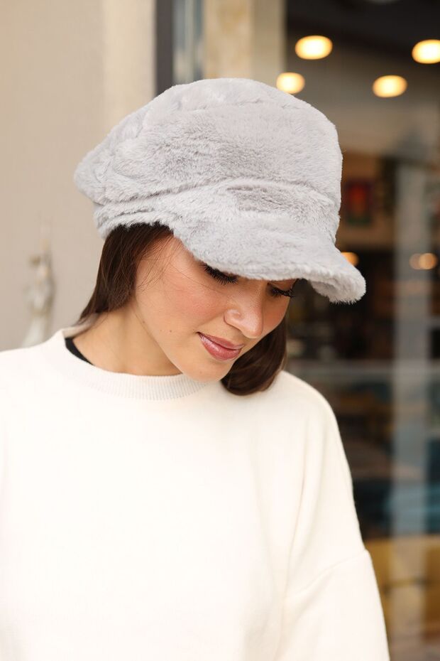 Kadın Peluş Kaptan Denizci Şapka RKŞ-05 Gri - 4