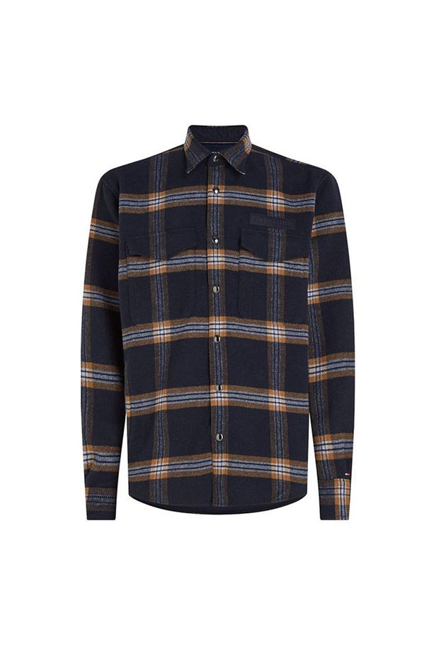 Slim Fit Düğmeli Yaka Mavi Erkek Gömlek MW0MW328520MS - 1
