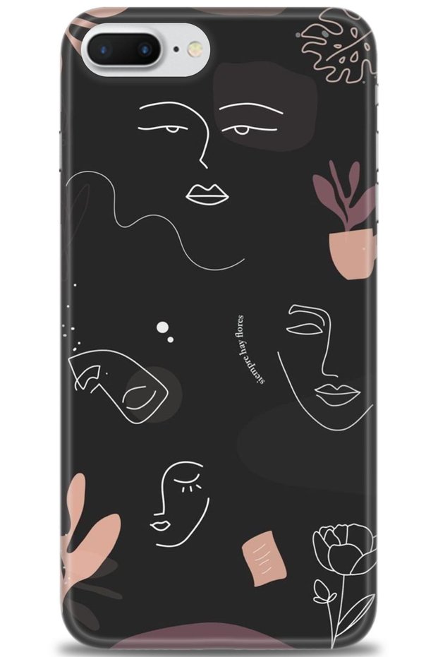 Case for iPhone 7 Plus Hd Printed Case - Black Silhouette + Full Screen Protector