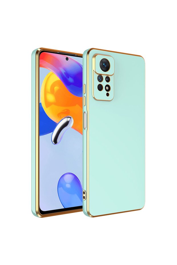 Xiaomi Redmi Note 12 Pro Compatible 4g First Class Tpu Cover with Gold Color Edge Luxury Coating.