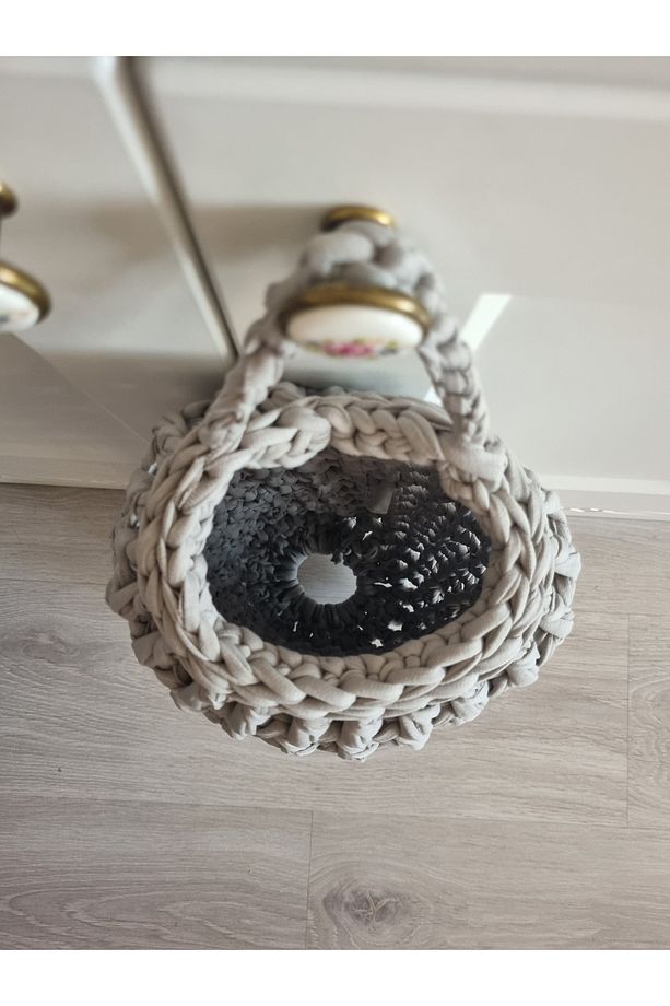 Poşetlik Gri Renk El Örgüsü Penye Poşet Düzenleyici 35x16 Cm (GÖRSELDEKİ ÜRÜN GÖNDERİLİR) - 4