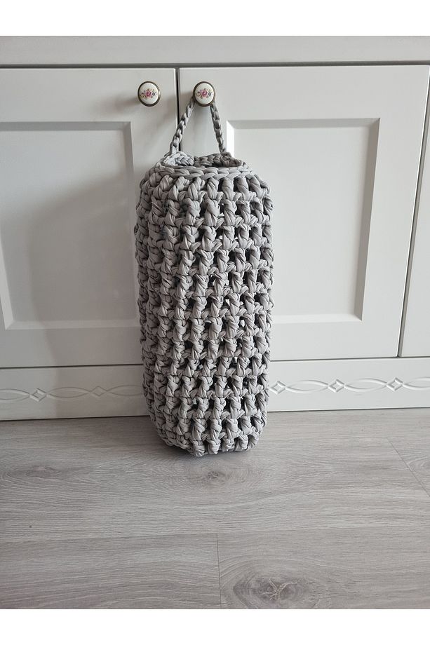 Poşetlik Gri Renk El Örgüsü Penye Poşet Düzenleyici 35x16 Cm (GÖRSELDEKİ ÜRÜN GÖNDERİLİR) - 3