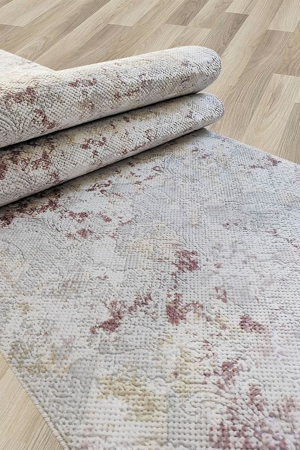 Kaymaz Tabanlı Kesme Rulo Kabartmalı Salon Koridor Mutfak Halı Yolluk - 1