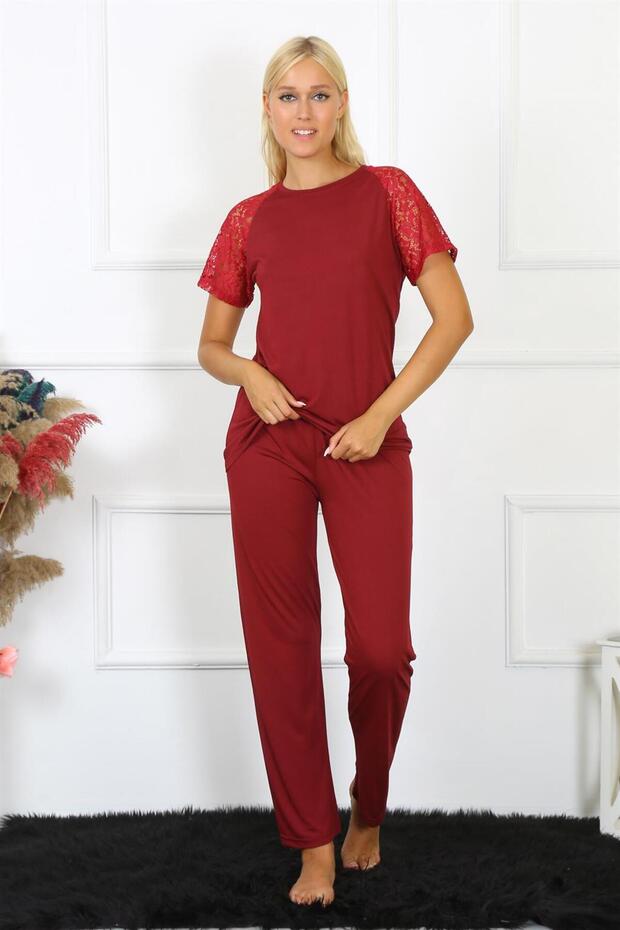 Women's Lace Sleeve Combed Cotton Pajama Set 4152