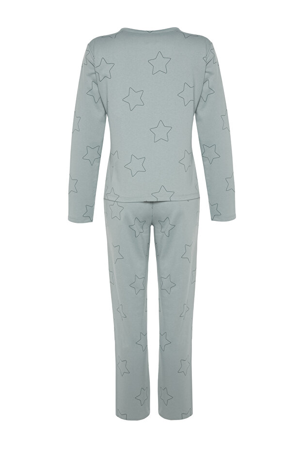 Mint %100 Pamuklu Yıldızlı Örme Pijama Takımı THMAW24PT00234 - 8