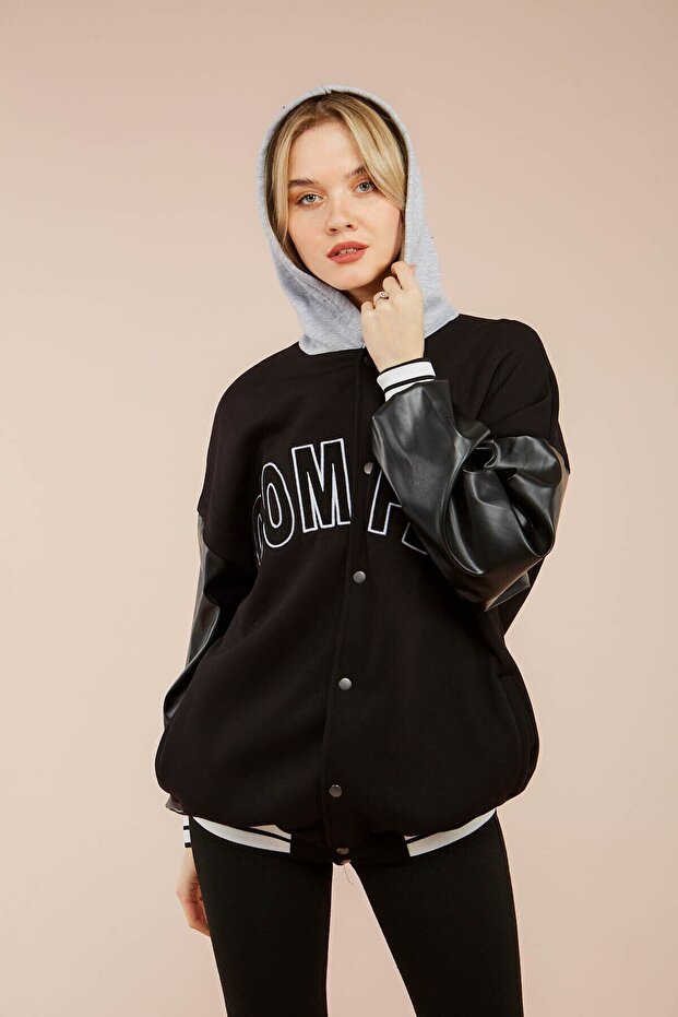 Unisex Complex College Jacket Black - 2