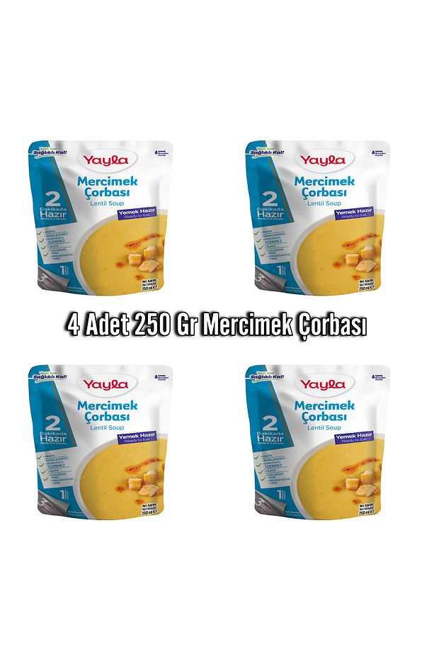 4 Adet 250 Gr Mercimek Çorbası Aç Isıt Ye Hazır Yemek - 1