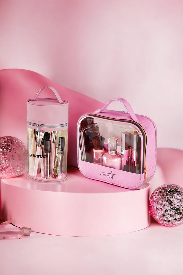 Silindir Model ve Pencereli Pembe Çanta 2'li Set - 3