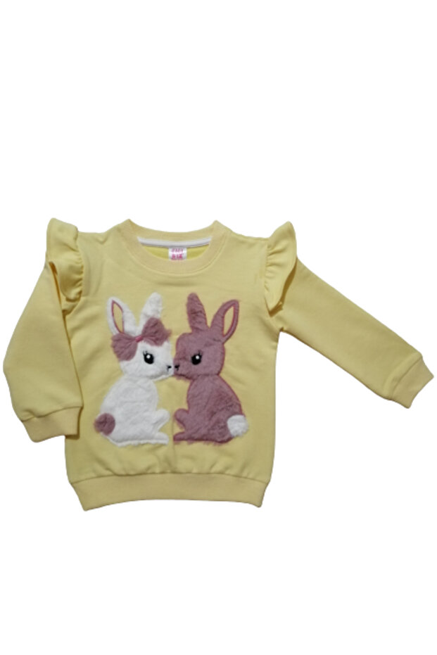 Girl's Cotton Yellow Rabbit Printed Sweatshirt