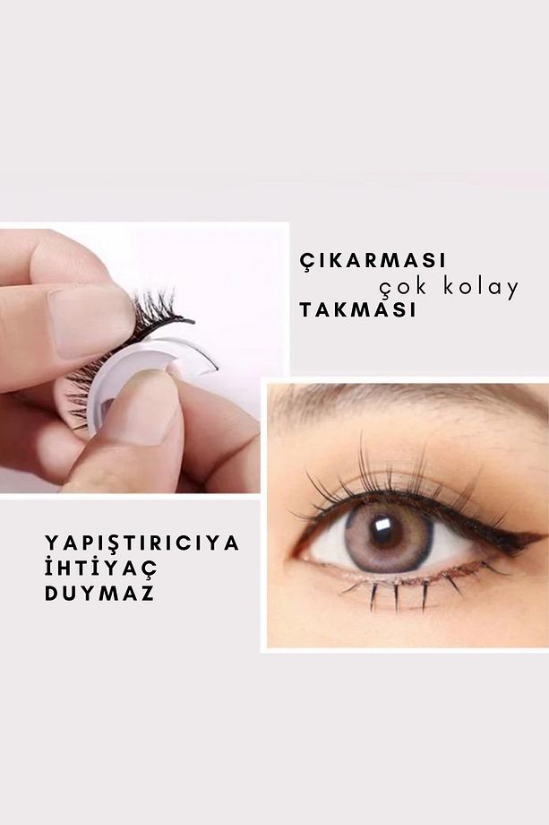 KENDİNDEN YAPIŞKANLI DOĞAL İPEK TAKMA KİRPİK YENİDEN KULLANILABİLİR YAPIŞKANLI TAKMA KİRPİKLER - G07 - 5