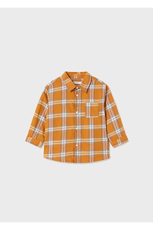 Baby Boy Yellow Shirt Plaid Long Sleeve