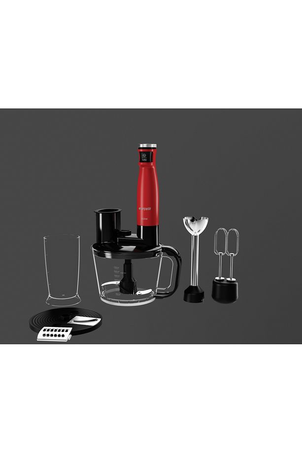 K Resital El Blender Seti Kırmızı 1500 Watt Tek Tuşla Kontrol - 4