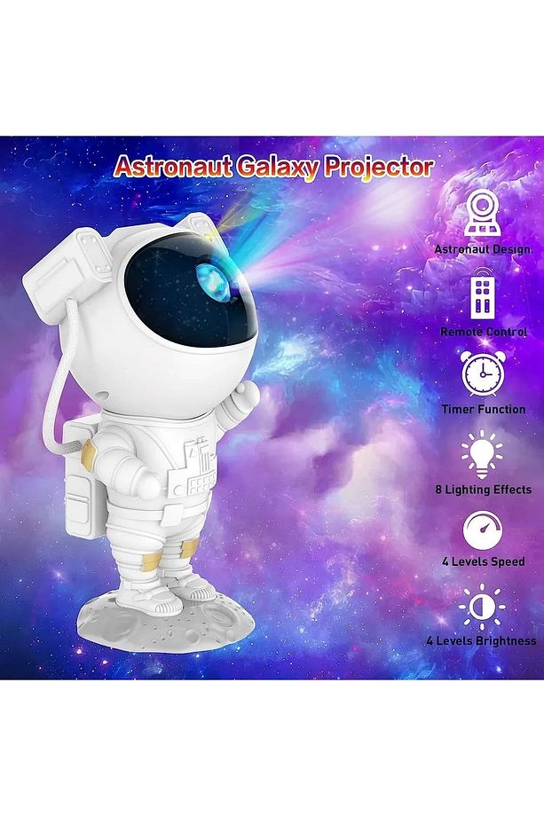 Astronot Projeksiyon Çocuk Gece Lambası Samanyolu Galaxy Masa Lambası Gökyüzü 360 Yıldız Projektör - 5