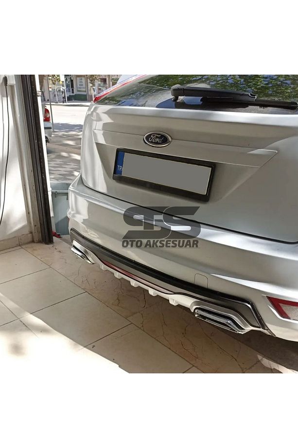 Ford Focus 2 HB Difüzör Arka Tampon Eki 2 Egzoz Çıkışlı Gri Reflektörlü - 3