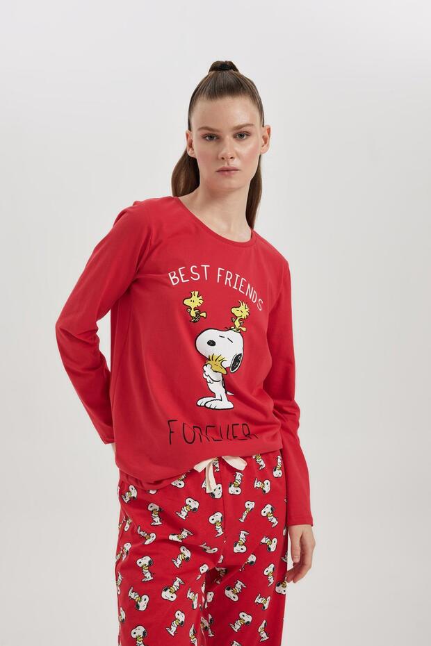 Fall in Love Snoopy Uzun Kollu Pijama Takımı - 3