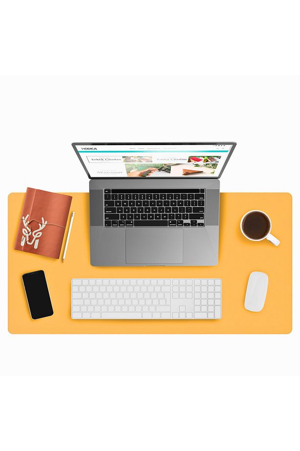 Sarı Masa Matı, Büyük Mousepad, Oyuncu Laptop Bilgisayar Deri Geniş Masa Matı | Lindos - 2