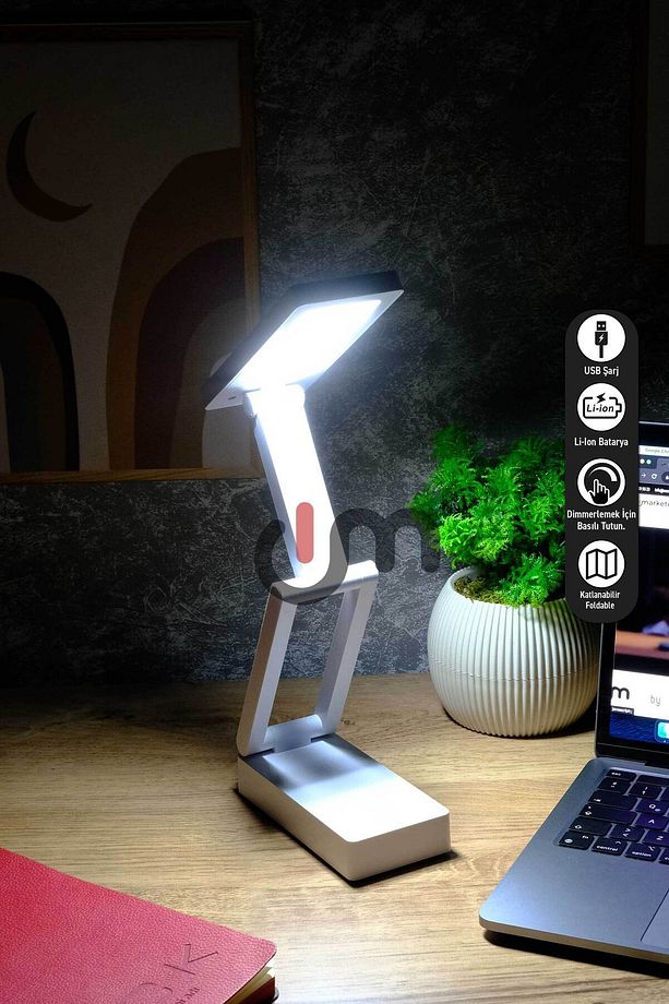 Şarjlı Katlanabilir LED Masa Lambası, Şiddeti Ayarlanabilir Dokunmatik Işık, Çalışma Okuma Işığı - 1