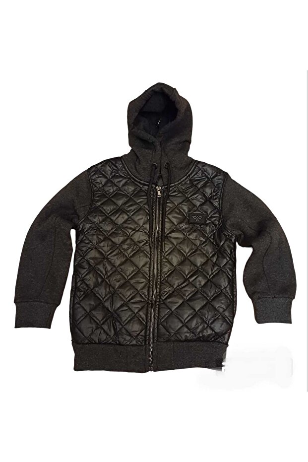 Unisex Hoodie Hooded Corded 5-8 Years Micro Quilted 3 Thread Coat Cardigan