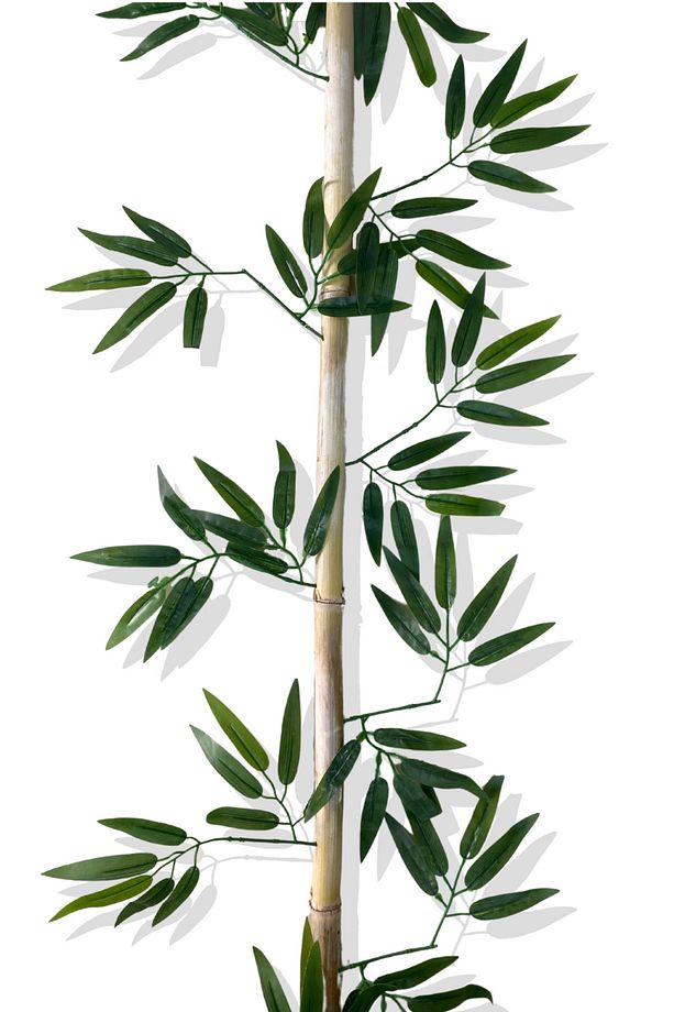 Yapay Yoğun Yapraklı 130 Cm 3 Adet Dekoratif Bambu Çubuğu Islak Doku - 3
