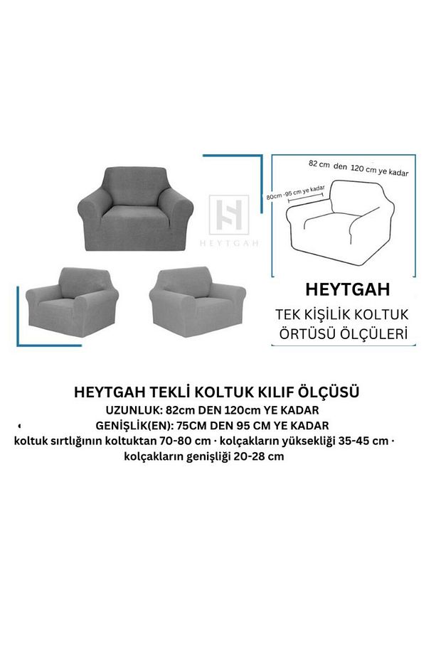 Likrali Streç Lastikli Esnek Kare Desen Berjer Tek Kişilik Kotuk Örtüsü Koltuk Kılıfı Bambu Vison - 7