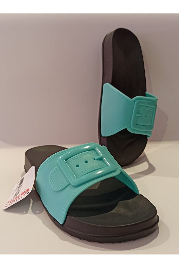 Turquoise Anatomical Sole Soft Plastic Extra Light Women's Pool Sea Beach Home And Street Slippers Eva