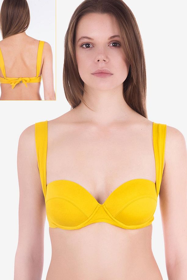 63551 Sarı 6 Şekilde Bağlamalı Bikini Üstü - 3