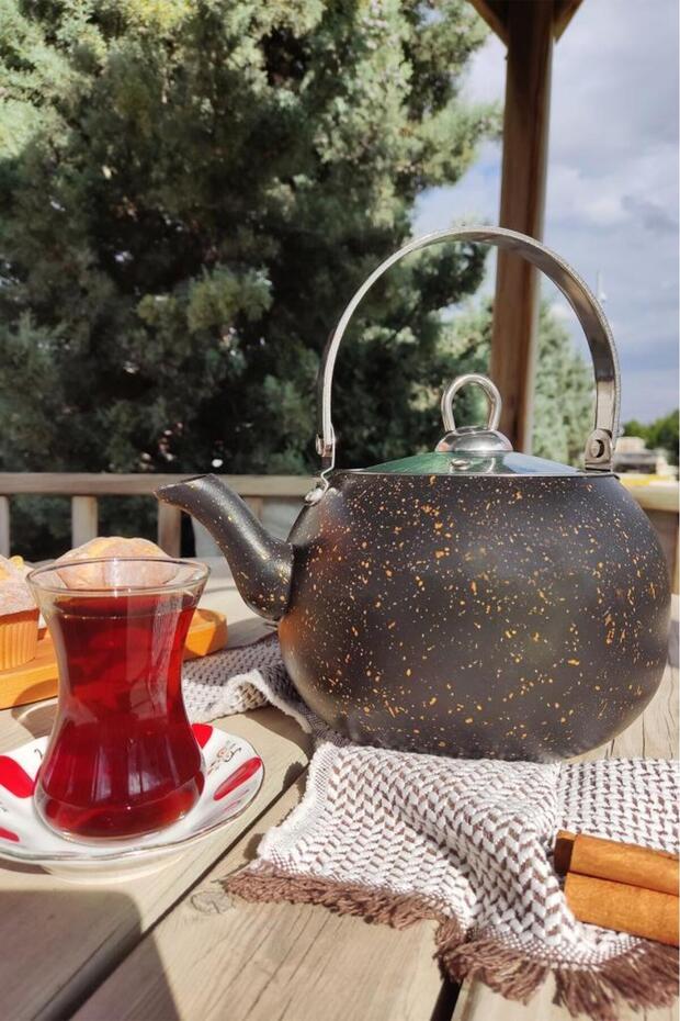 Granit Kamp Ve Mutfak Çay Bitki Çayı Demliği 2,5 Lt Siyah- 152.2.07.039 C1-1-281 - 1