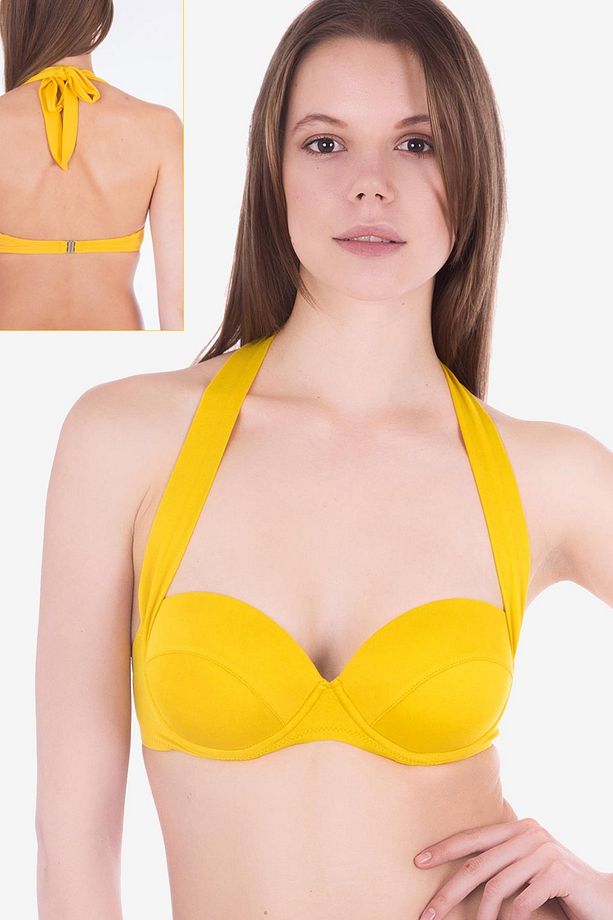 63551 Sarı 6 Şekilde Bağlamalı Bikini Üstü - 4