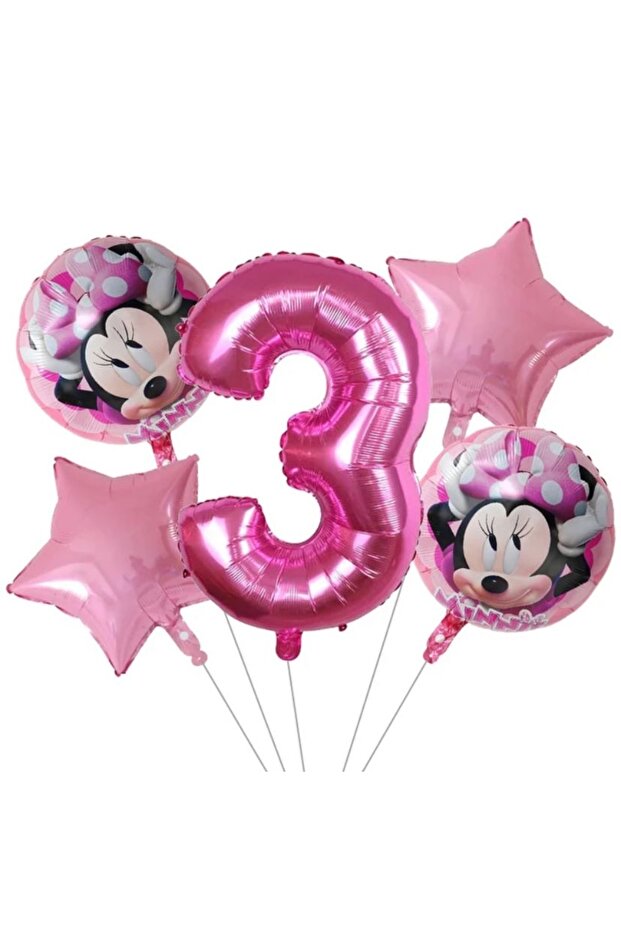 مجموعة بالونات فويل ميني ماوس لعمر 3 سنوات - 1