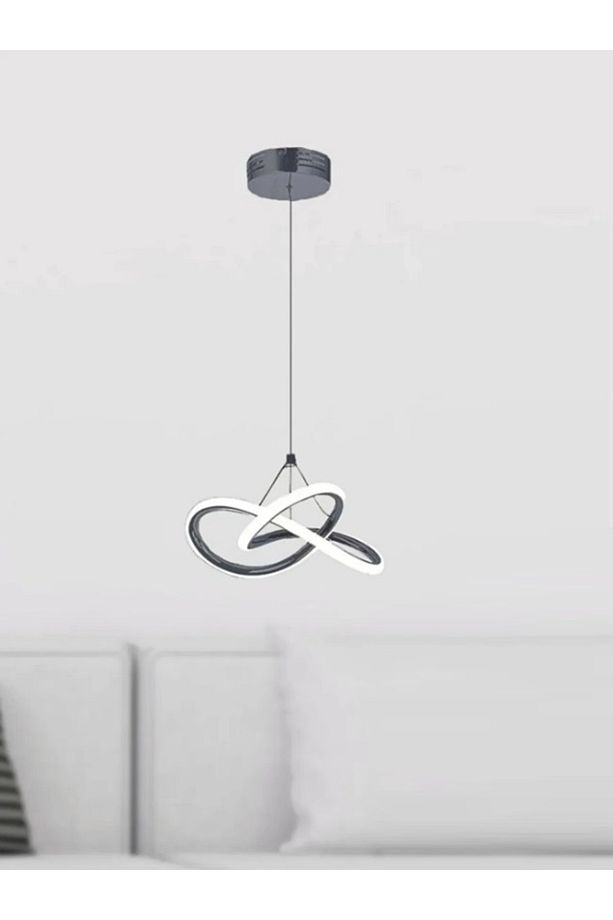 Modern Tekli Sarkıt Power Led Avize Antrasit Beyaz Işık Ledli Salon Oturma Odası Avize - 3