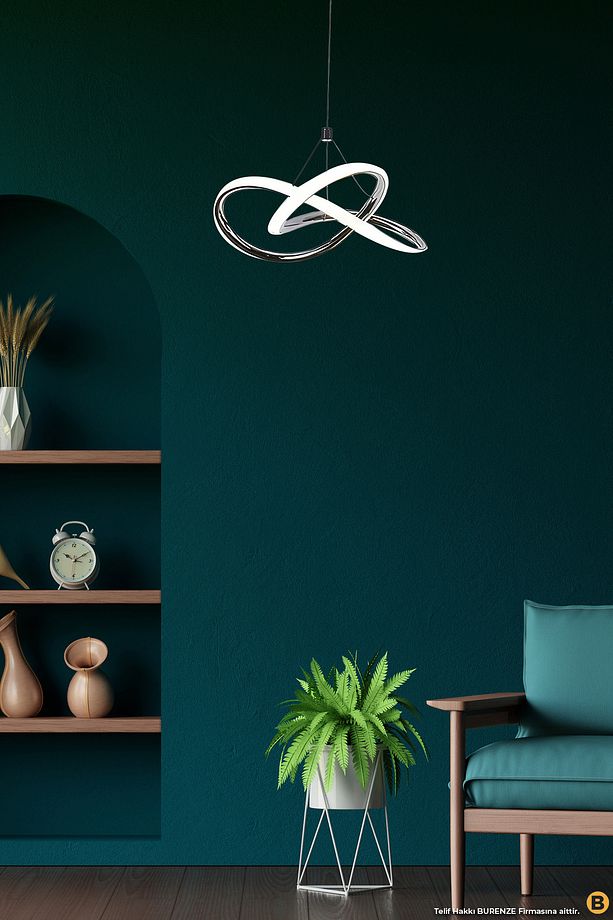Modern Tekli Sarkıt Power Led Avize Antrasit Beyaz Işık Ledli Salon Oturma Odası Avize - 2