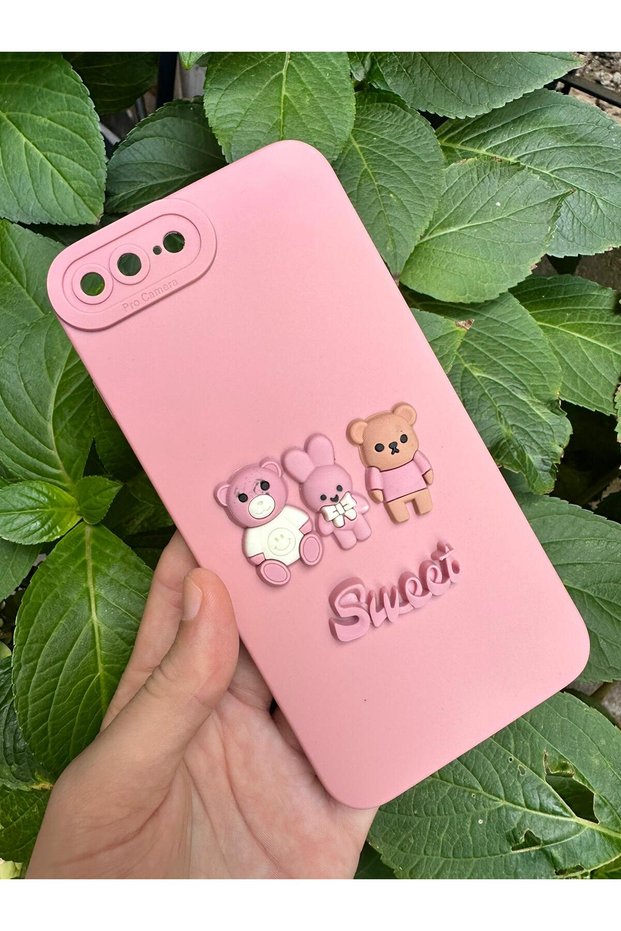 iPhone 7 Plus-8 Plus Compatible Silicone Case with Cute Teddy Bear Figure