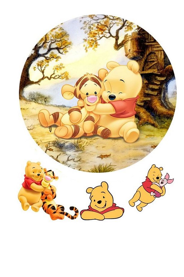Winnie Resimli Şekerli Kağıt Yenilebilir Kağıt Üzerine Resimli Pasta Baskısı - 1