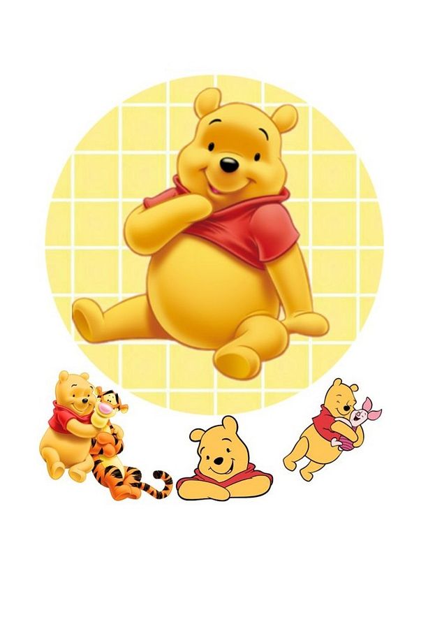Winnie Resimli Şekerli Kağıt Yenilebilir Kağıt Üzerine Resimli Pasta Baskısı - 1