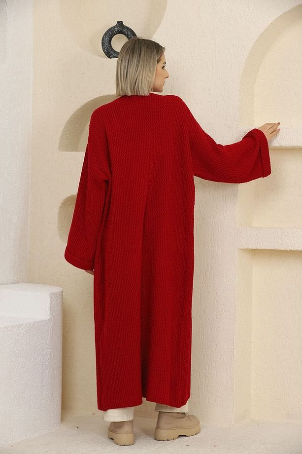 Oversize Örme Uzun Triko Hırka - 3