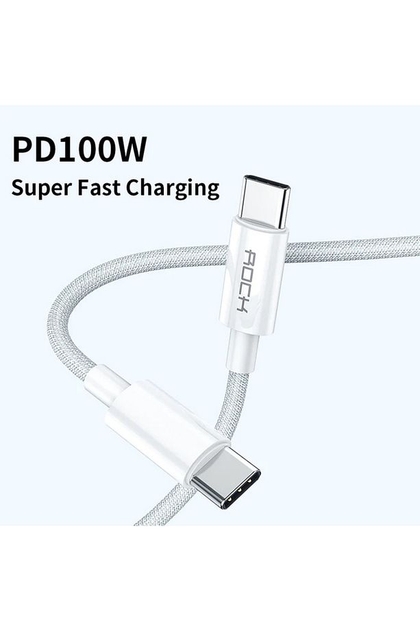 100W Type-C to Type-C 5A PD 1 Metre Şarj ve Data Kablosu (iPad & MacBook) - Beyaz - 3