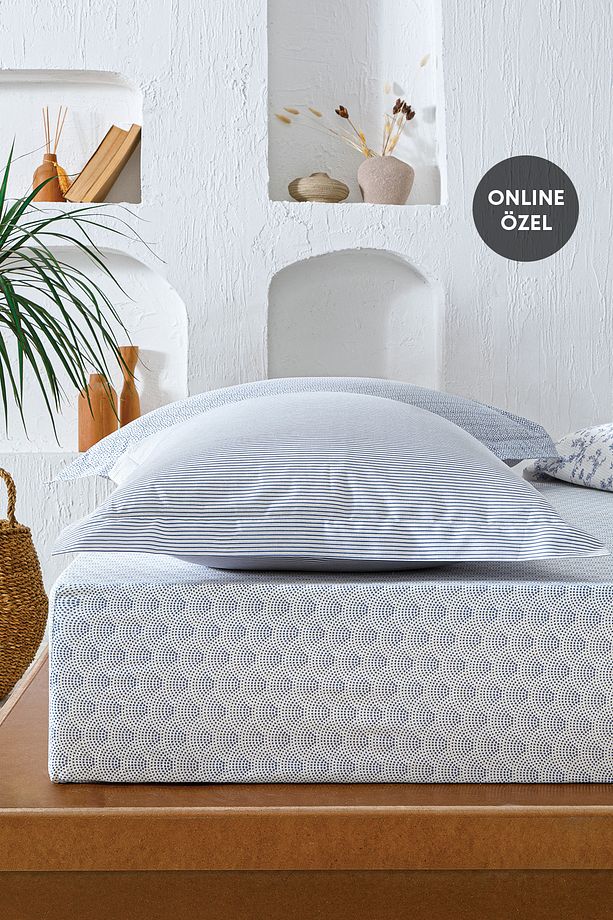 Mix&match Brando Tek Kişilik Ranforce Yıkamalı Lastikli Çarşaf - Mavi - 1