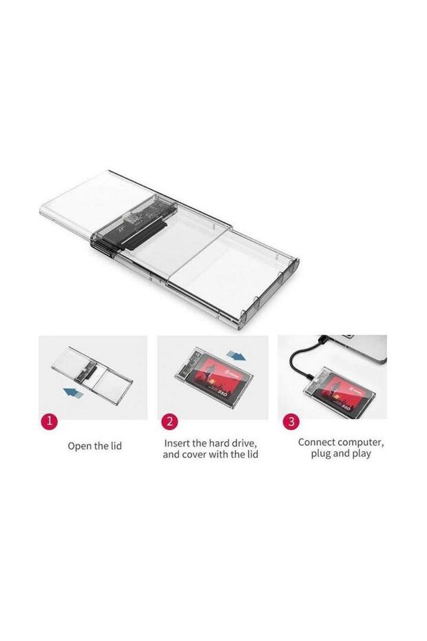 2.5 Sata Type C Usb 3.1 Usb 3.0 Şeffaf Harici Ssd Hdd Hard Disk Kutusu - 4