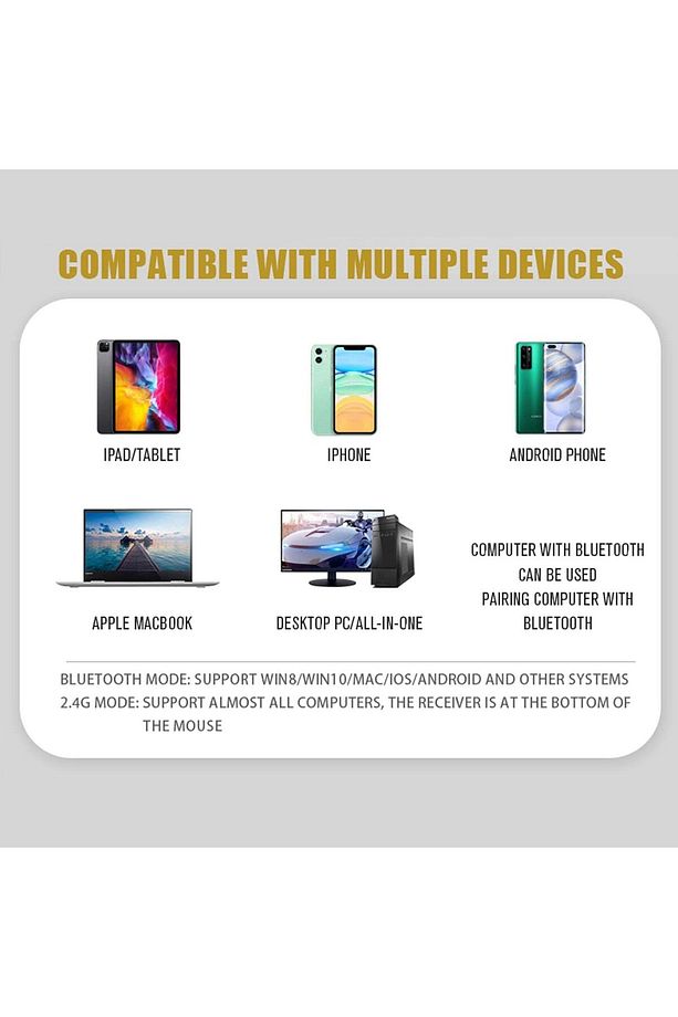 Macbook Şarj Edilebilir Sessiz Bilgisayar ve Dizüstü Bilgisayar Kablosuz Bluetooth Mouse Fare - 4
