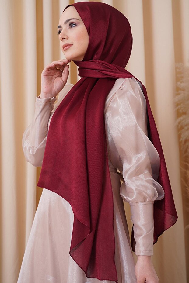 Women's Burgundy Janjan Chiffon Evening Dress Shawl