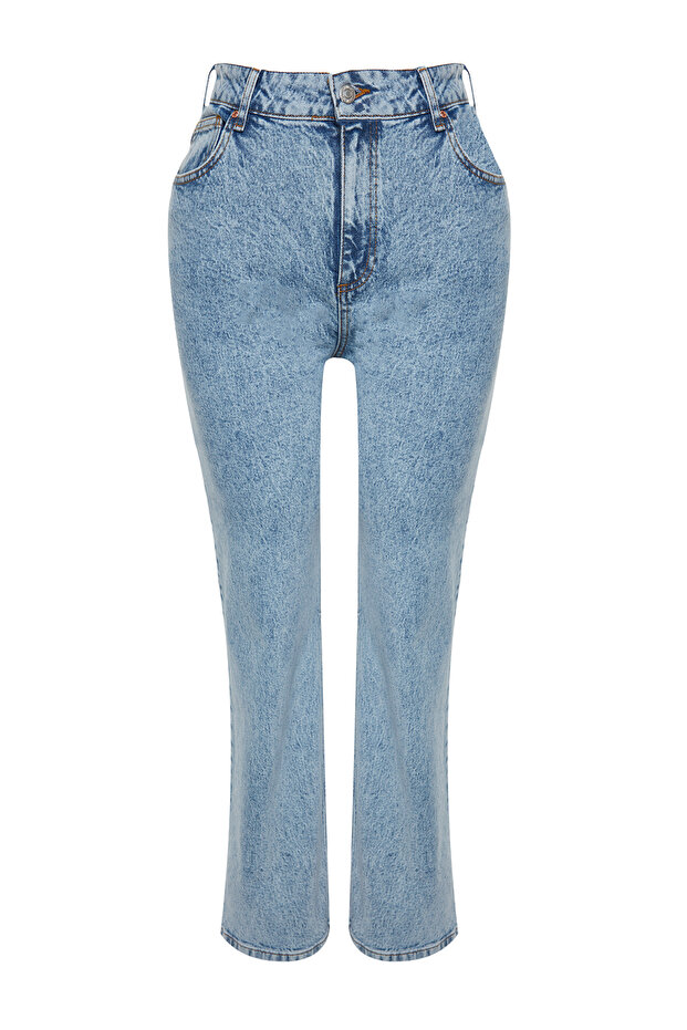 More Sustainable Açık Mavi Yüksek Bel Comfort/Orta Esnek Straight Fit Jeans TBBAW24CJ00045 - 10