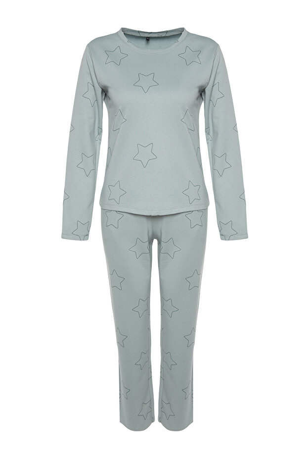 Mint %100 Pamuklu Yıldızlı Örme Pijama Takımı THMAW24PT00234 - 6