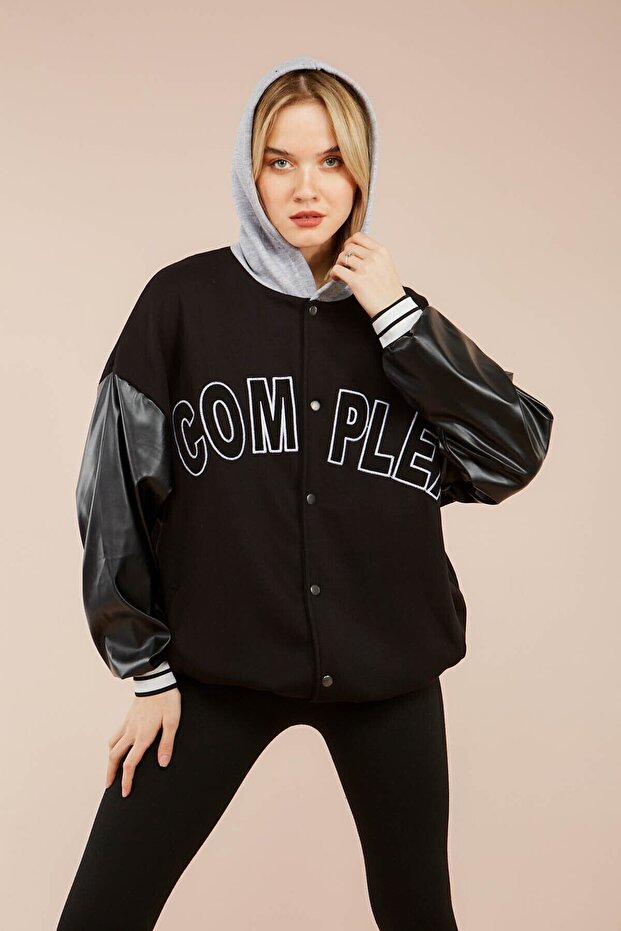 Unisex Complex College Jacket Black - 5