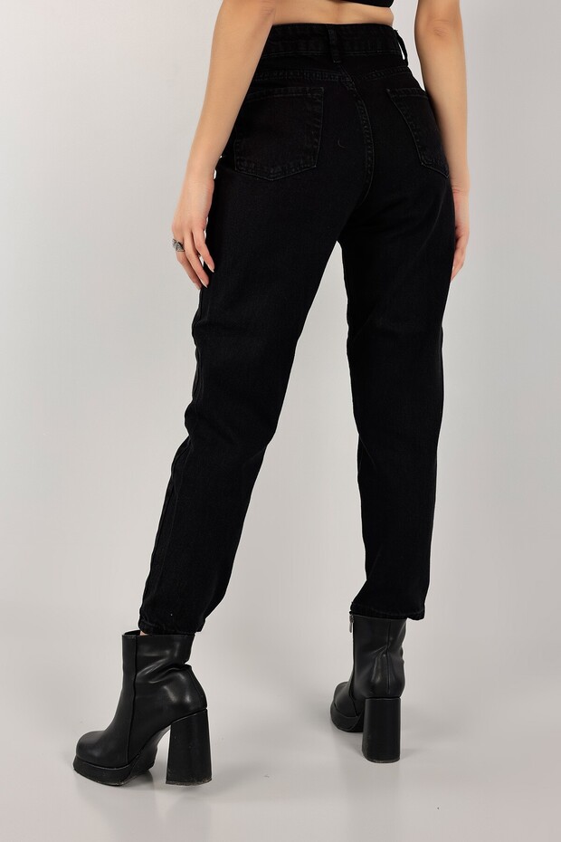 Danii Women's Non-Fading Black Super High Waist Comfort Lycra Mom Jeans Jeans
